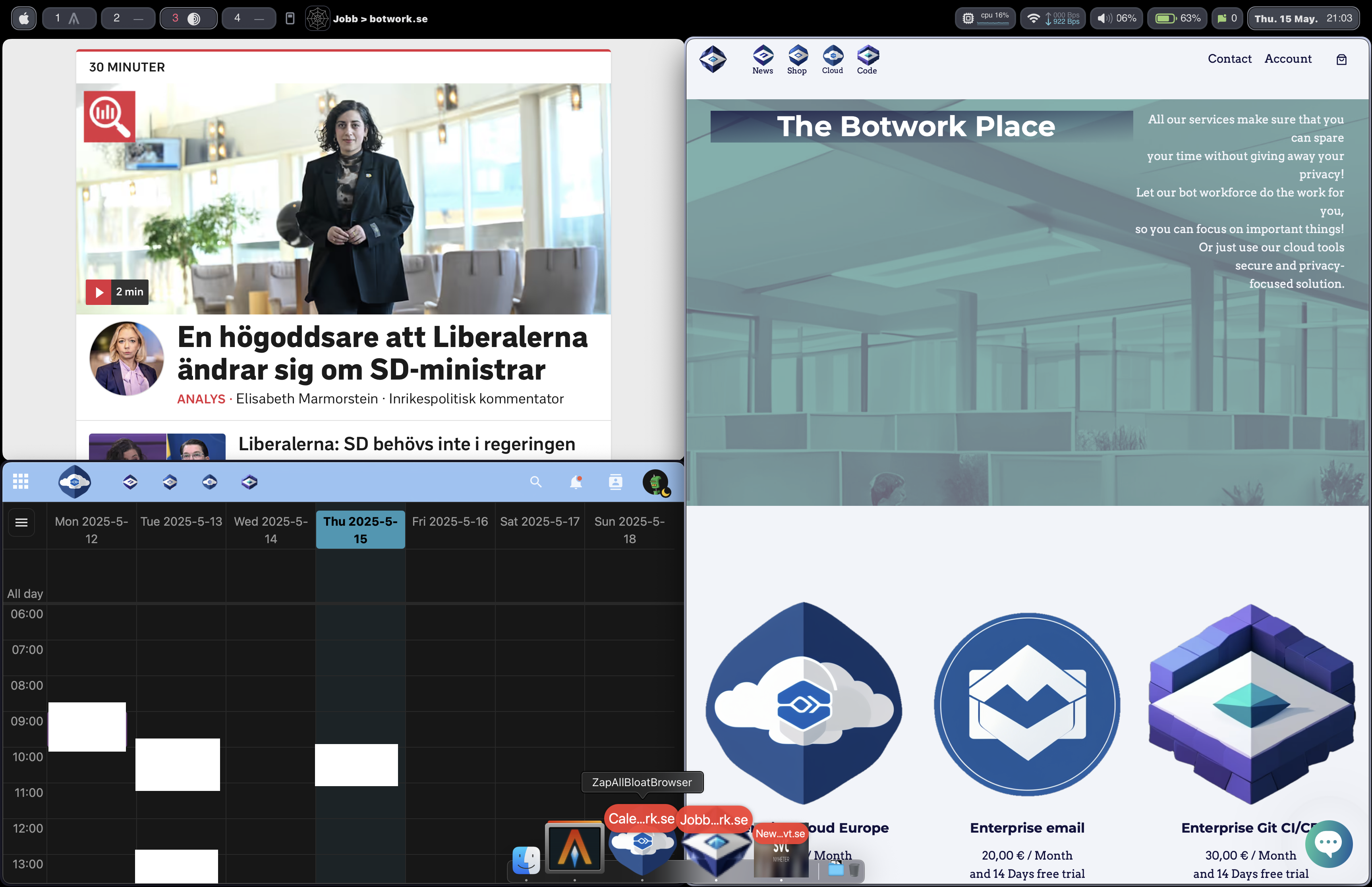 Bloat free privacy browser with yabai and sketchybar