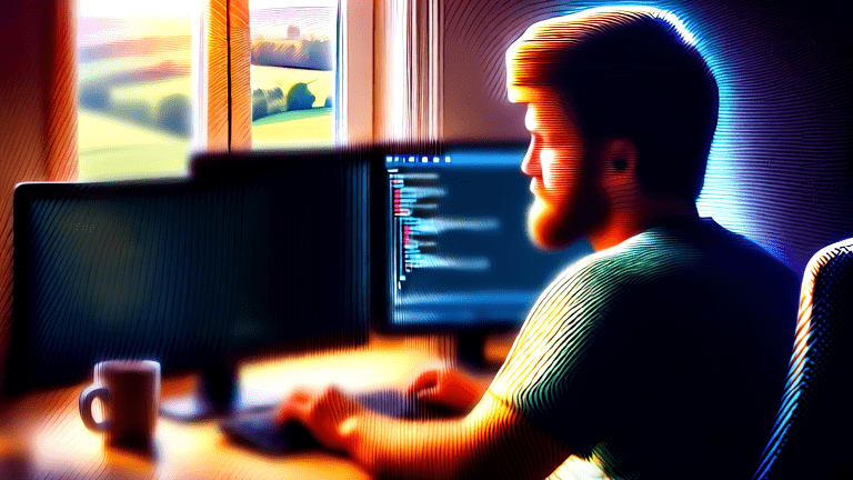 Botwork developer at desk